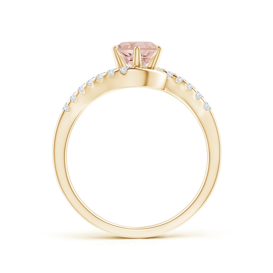 6mm AAA Prong-Set Morganite Bypass Ring with Diamond Accents in Yellow Gold side-1