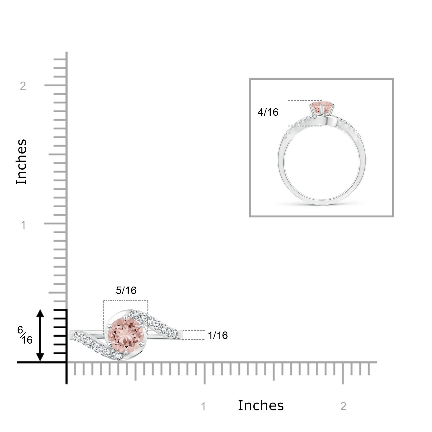 AAAA - Morganite / 0.9 CT / 14 KT White Gold