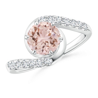 7mm AAA Prong-Set Morganite Bypass Ring with Diamond Accents in White Gold