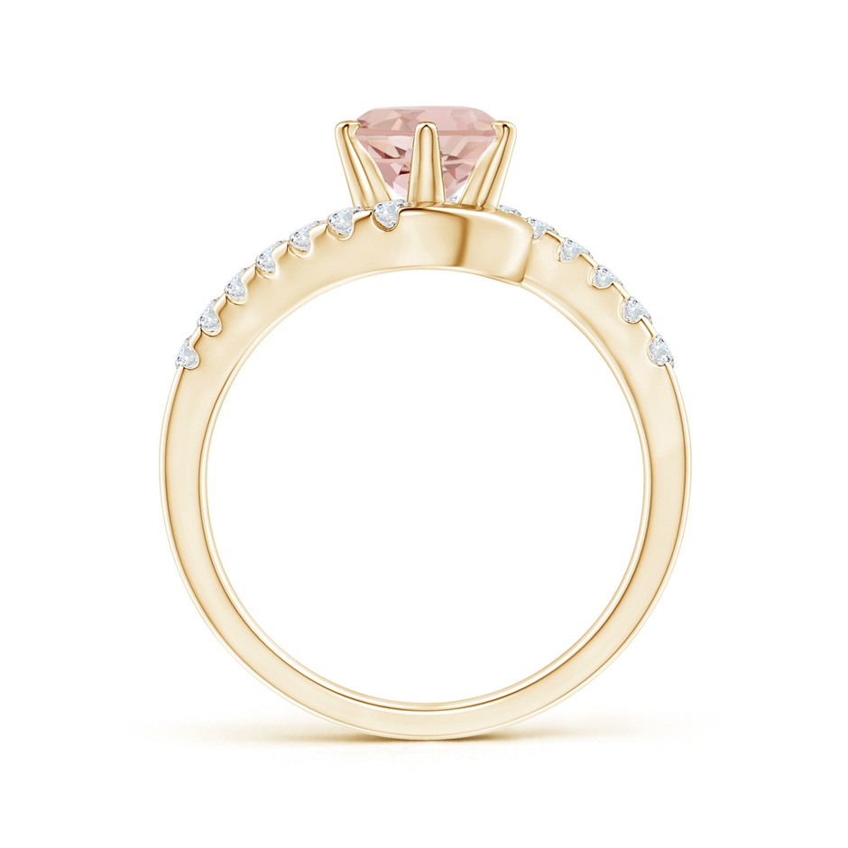 7mm AAA Prong-Set Morganite Bypass Ring with Diamond Accents in Yellow Gold side-1