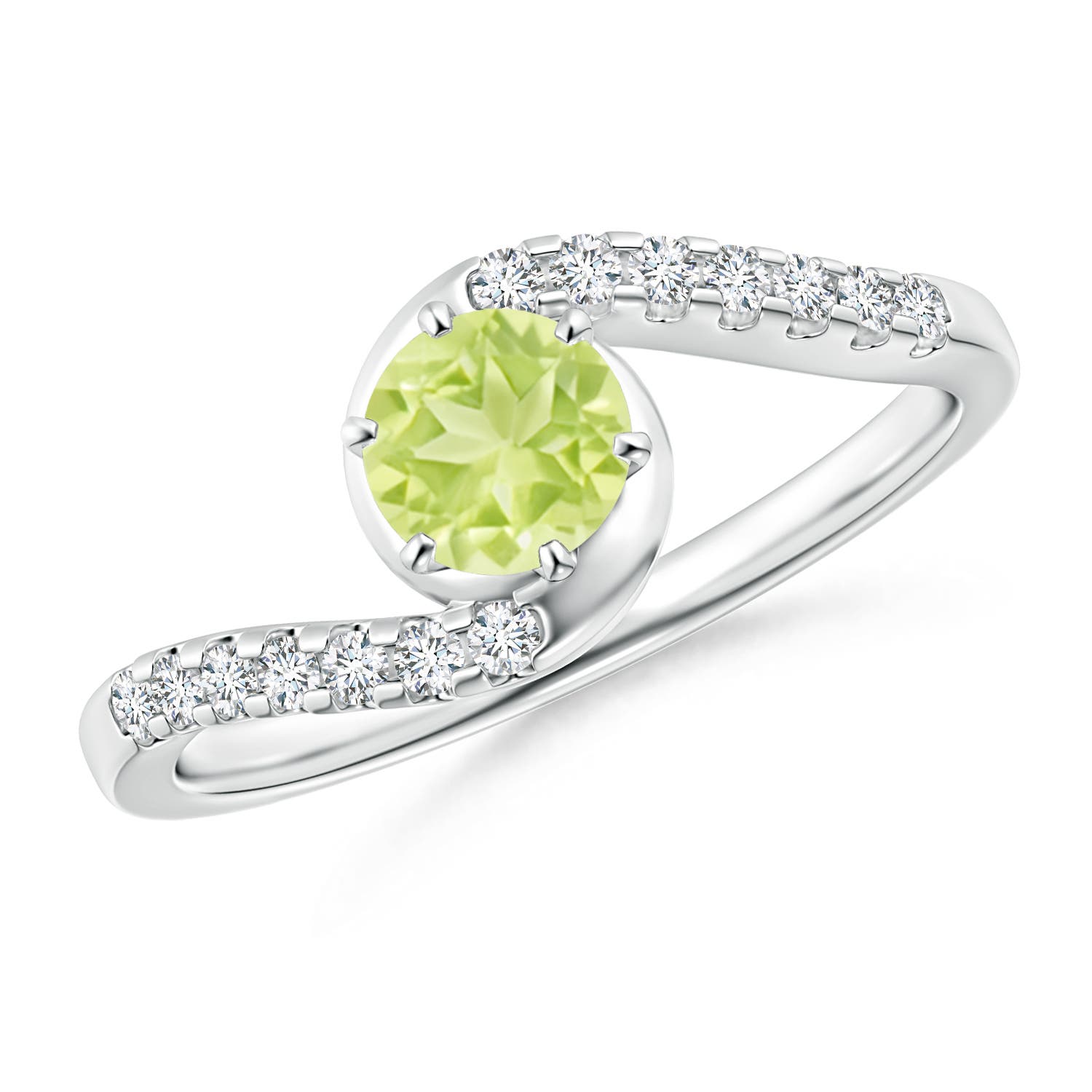 A - Peridot / 0.72 CT / 14 KT White Gold