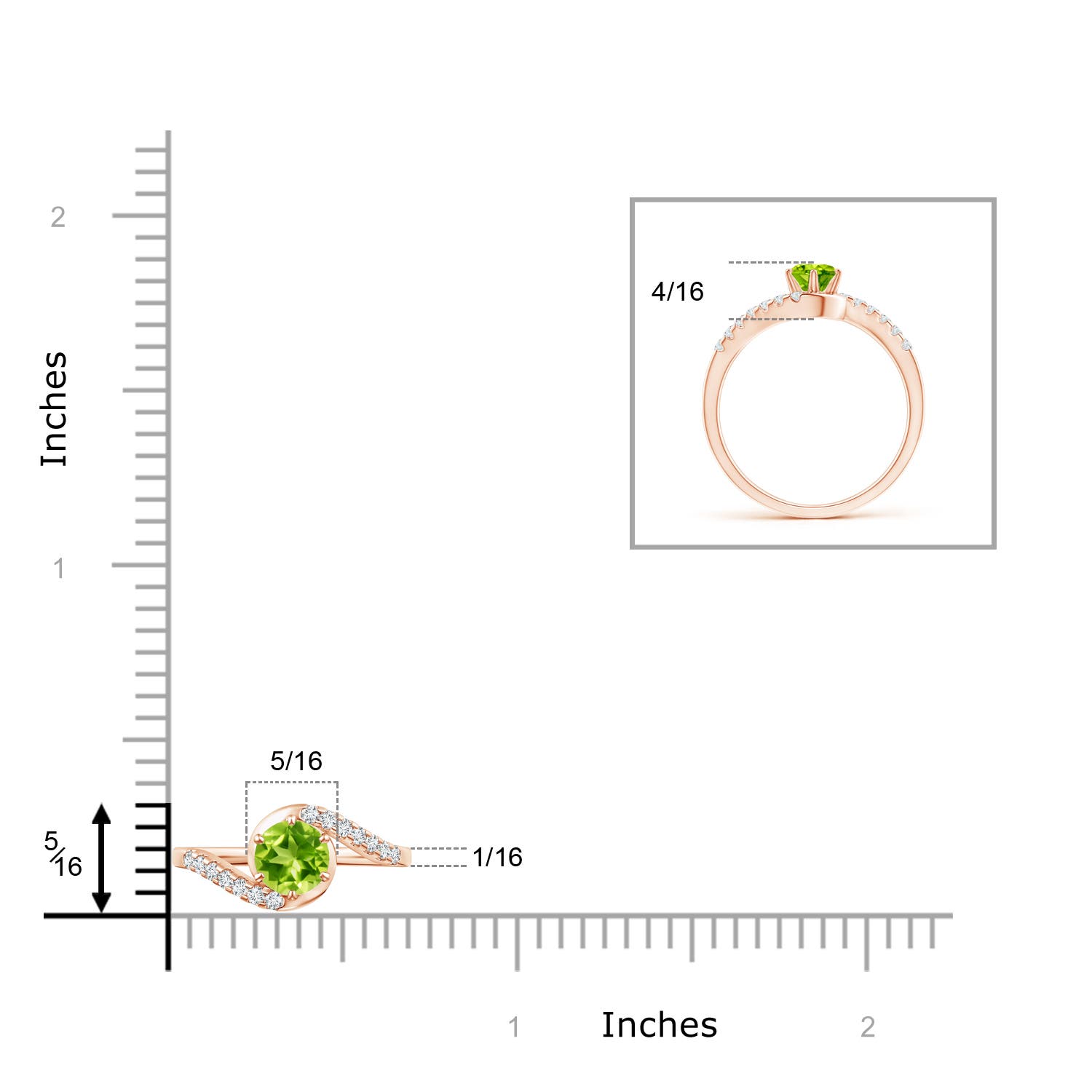 AAA - Peridot / 0.72 CT / 14 KT Rose Gold