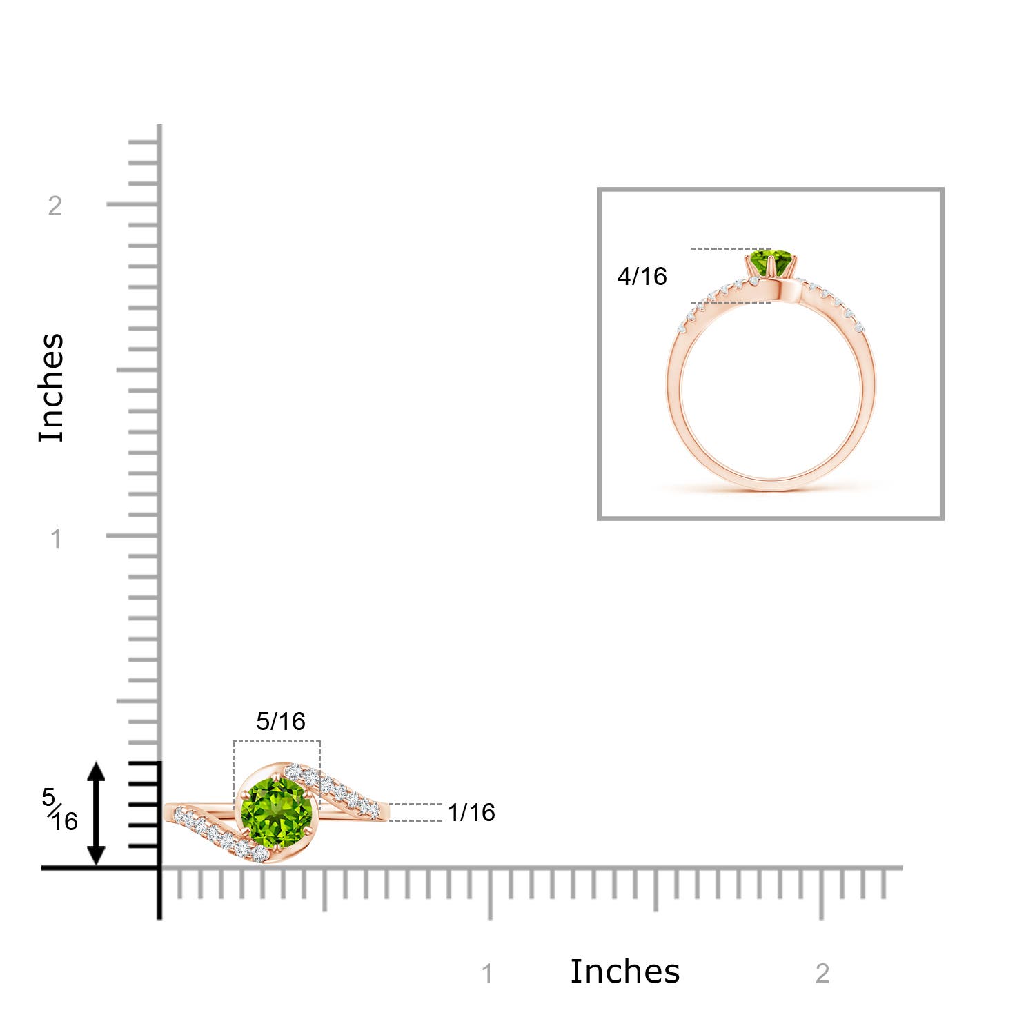 AAAA - Peridot / 0.72 CT / 14 KT Rose Gold