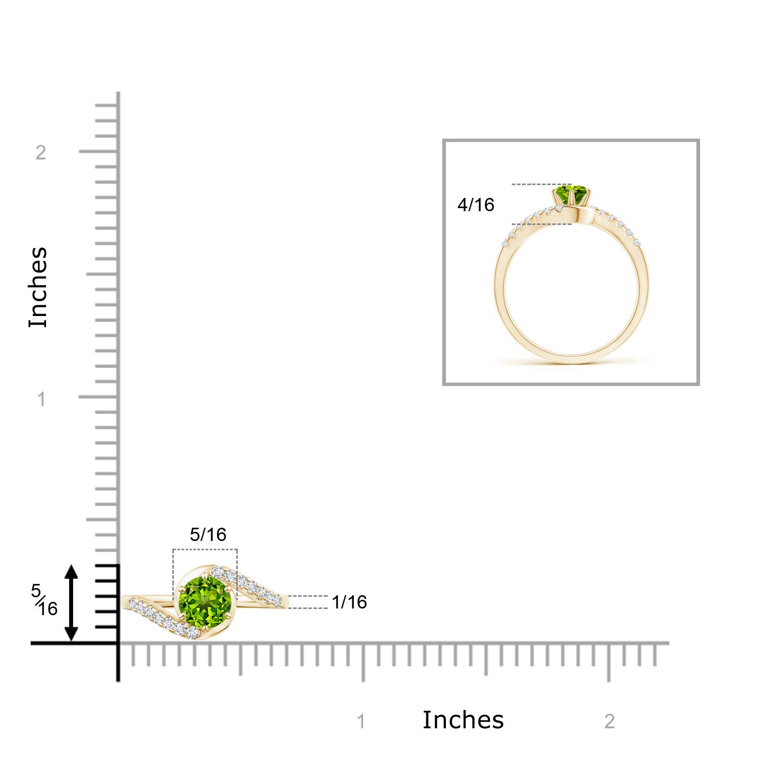 AAAA - Peridot / 0.72 CT / 14 KT Yellow Gold