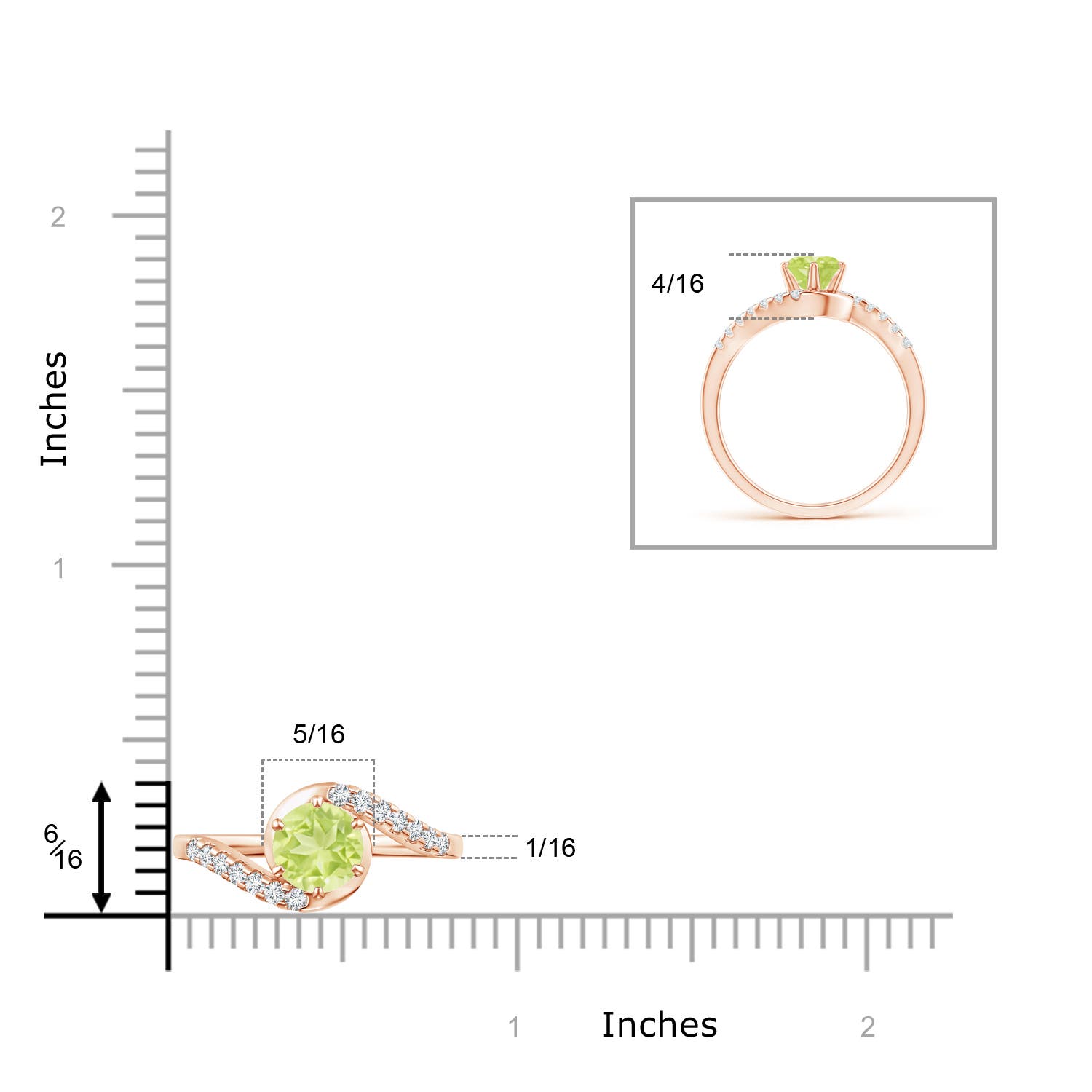 A - Peridot / 1.15 CT / 14 KT Rose Gold