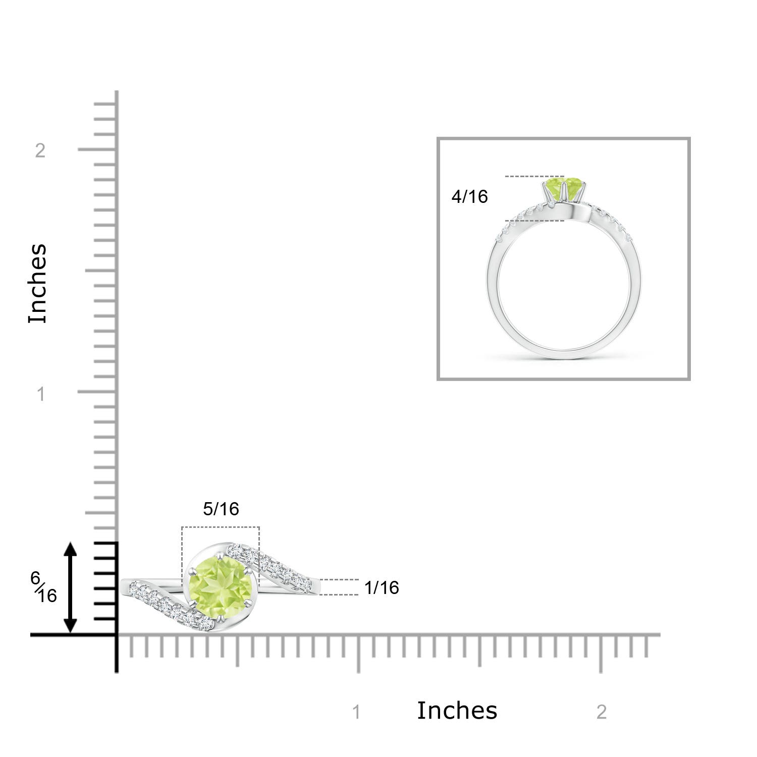 A - Peridot / 1.15 CT / 14 KT White Gold