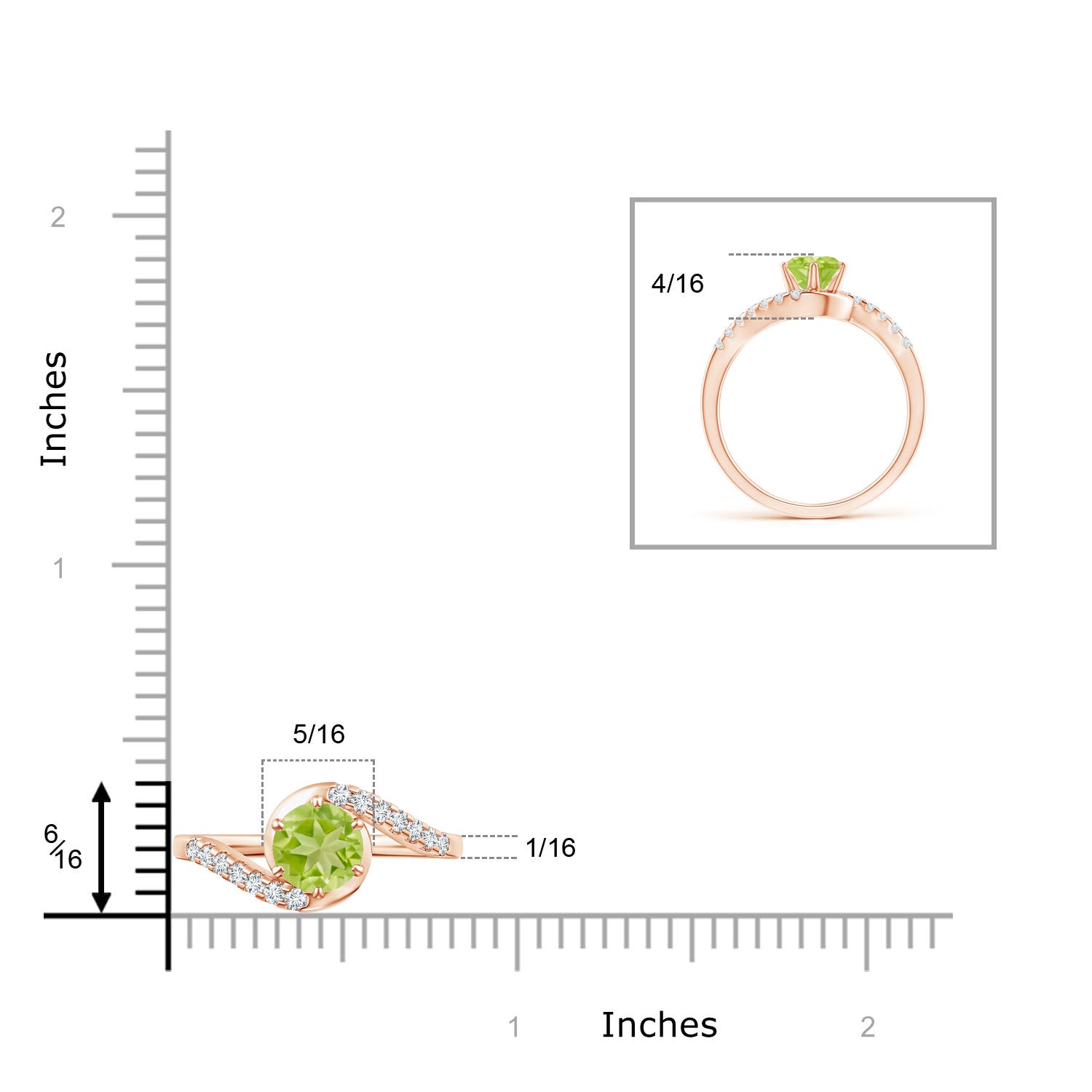 AA - Peridot / 1.15 CT / 14 KT Rose Gold