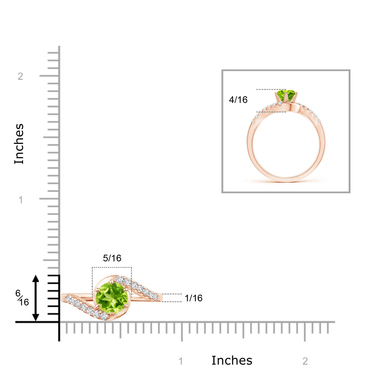 AAA - Peridot / 1.15 CT / 14 KT Rose Gold