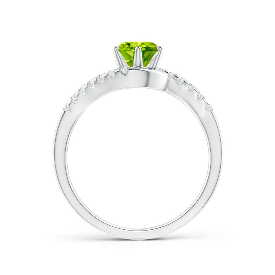 6mm AAA Prong-Set Peridot Bypass Ring with Diamond Accents in White Gold product image