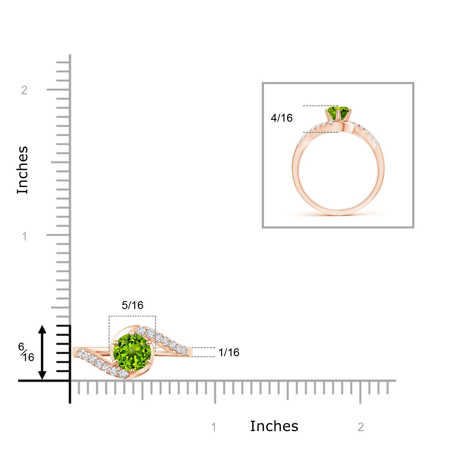 AAAA - Peridot / 1.15 CT / 14 KT Rose Gold