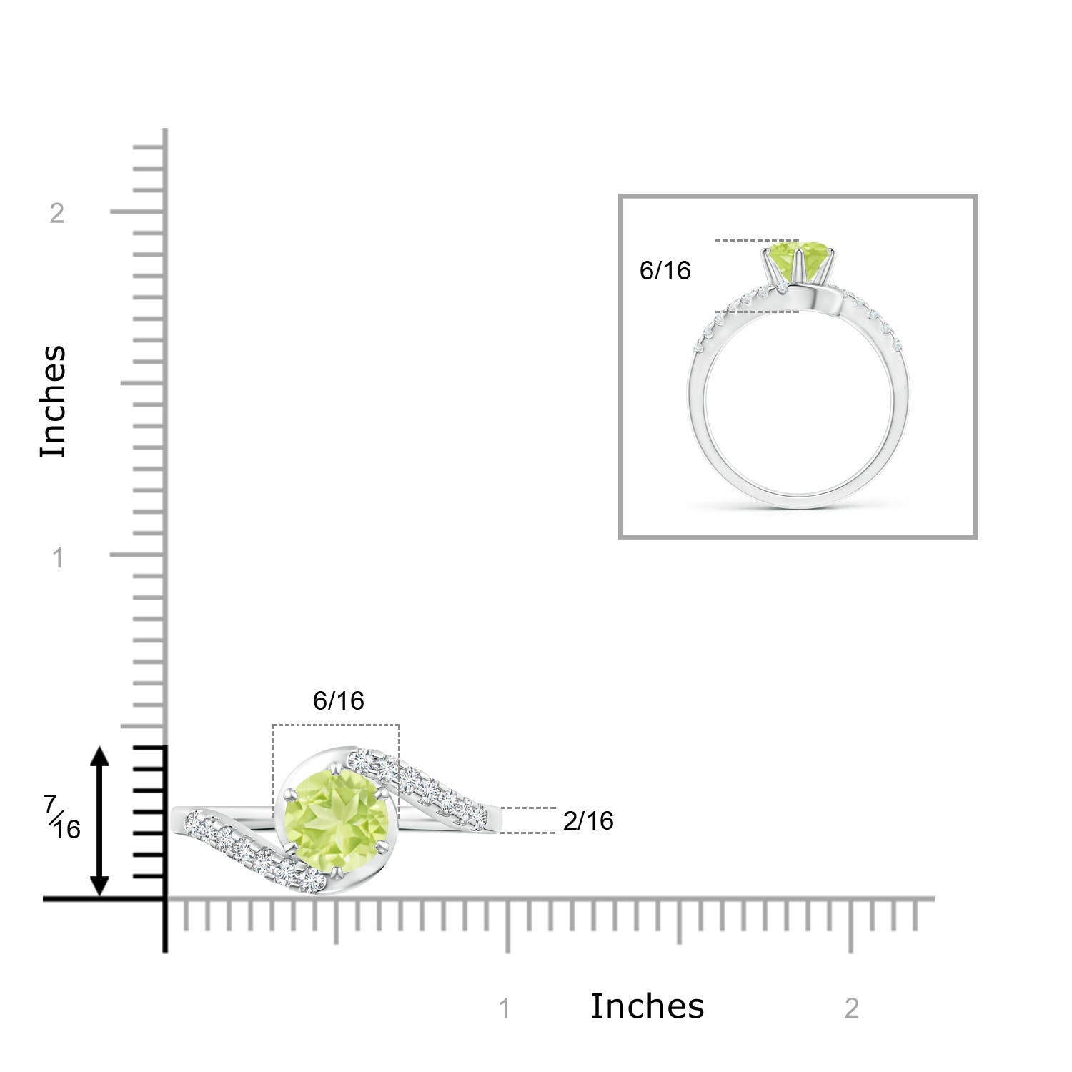 A - Peridot / 1.75 CT / 14 KT White Gold