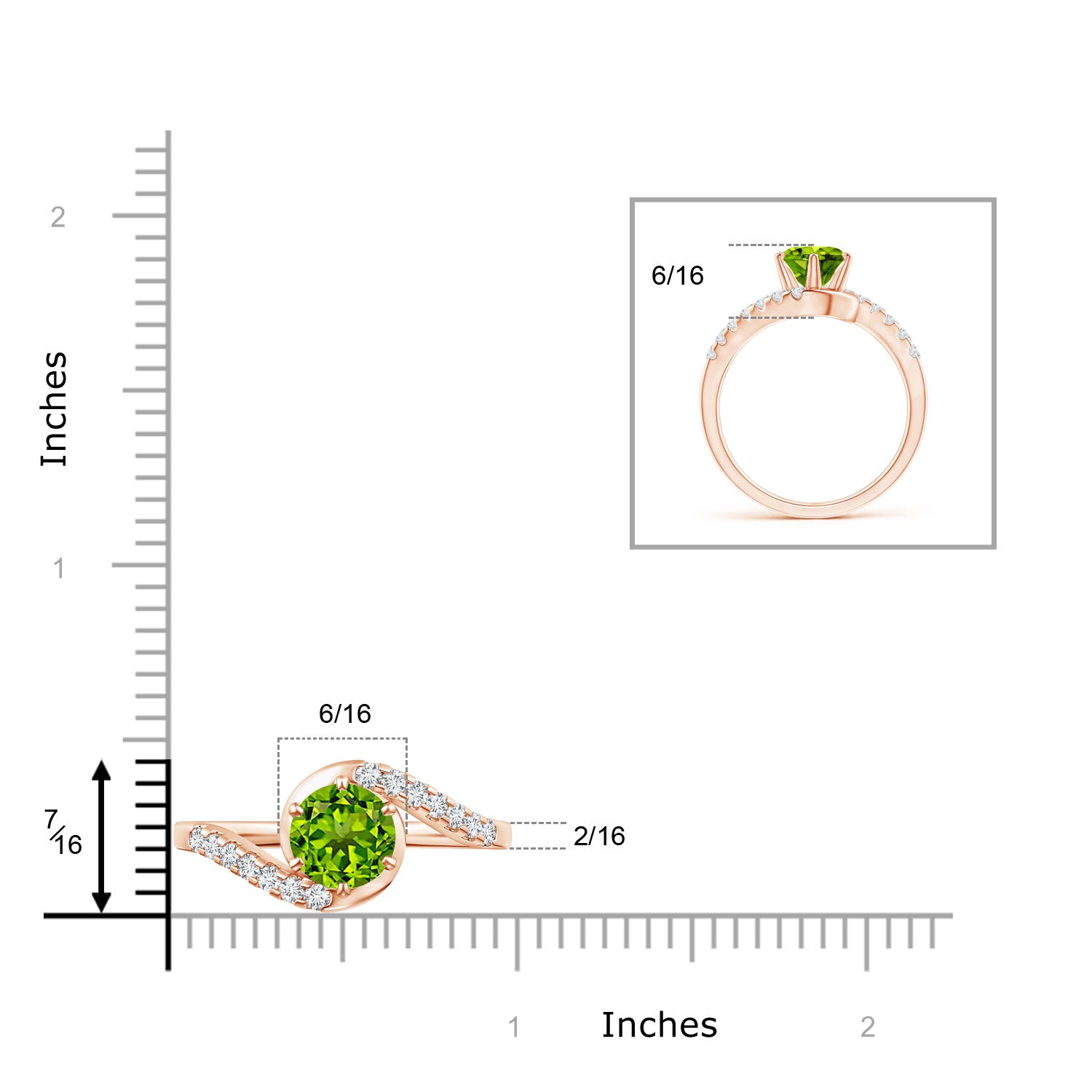 AAAA - Peridot / 1.75 CT / 14 KT Rose Gold