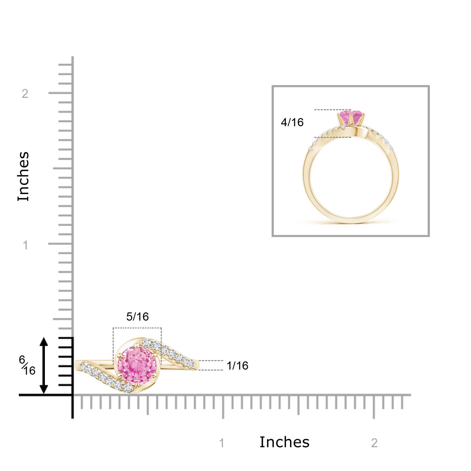 A - Pink Sapphire / 1.2 CT / 14 KT Yellow Gold