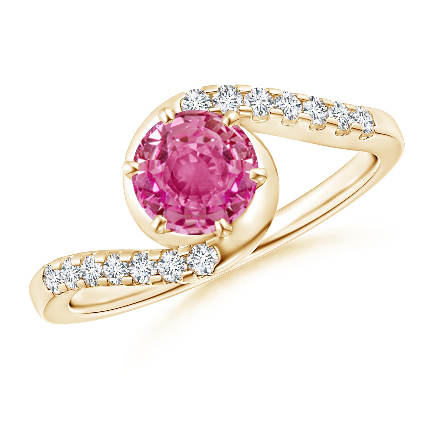 AAA - Pink Sapphire / 1.2 CT / 14 KT Yellow Gold