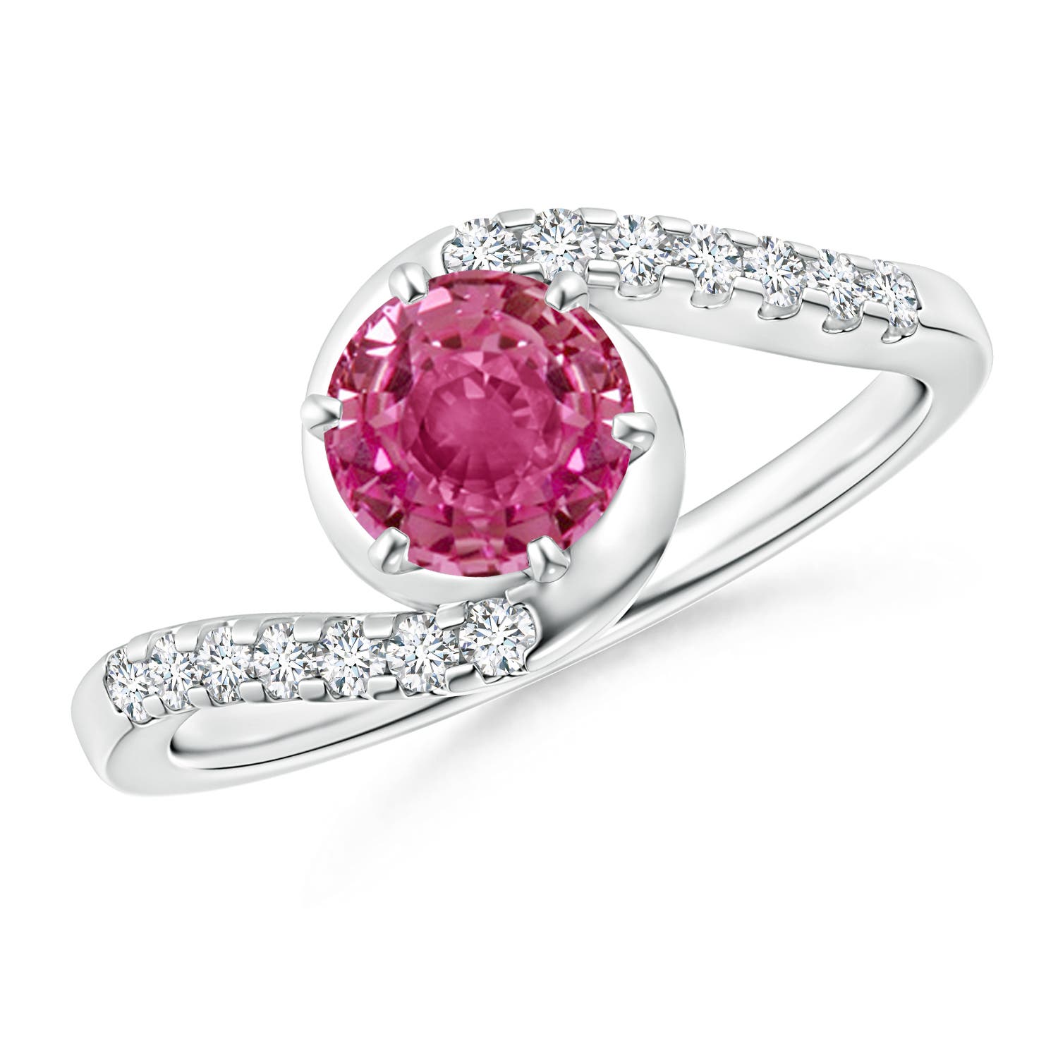 AAAA - Pink Sapphire / 1.2 CT / 14 KT White Gold