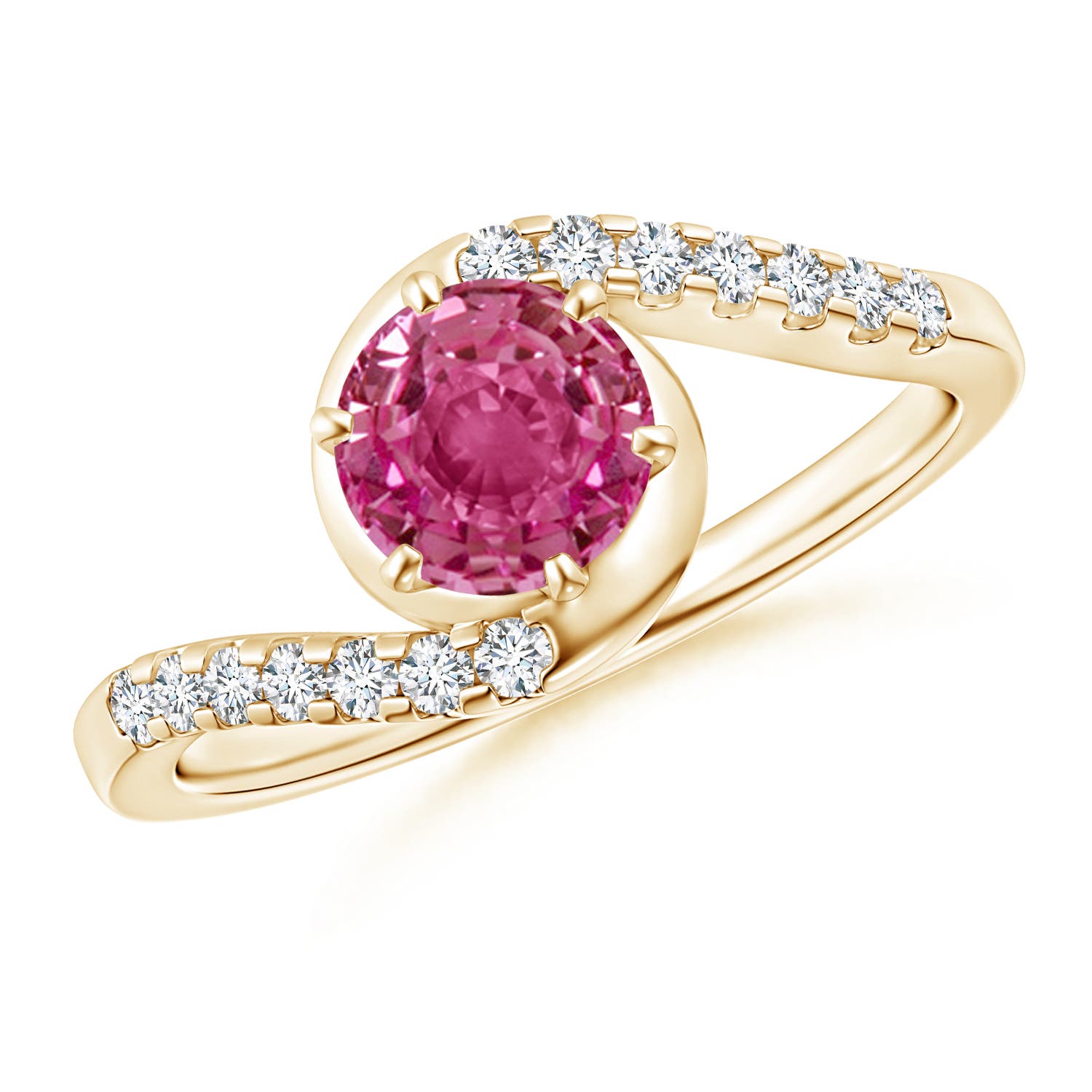 AAAA - Pink Sapphire / 1.2 CT / 14 KT Yellow Gold