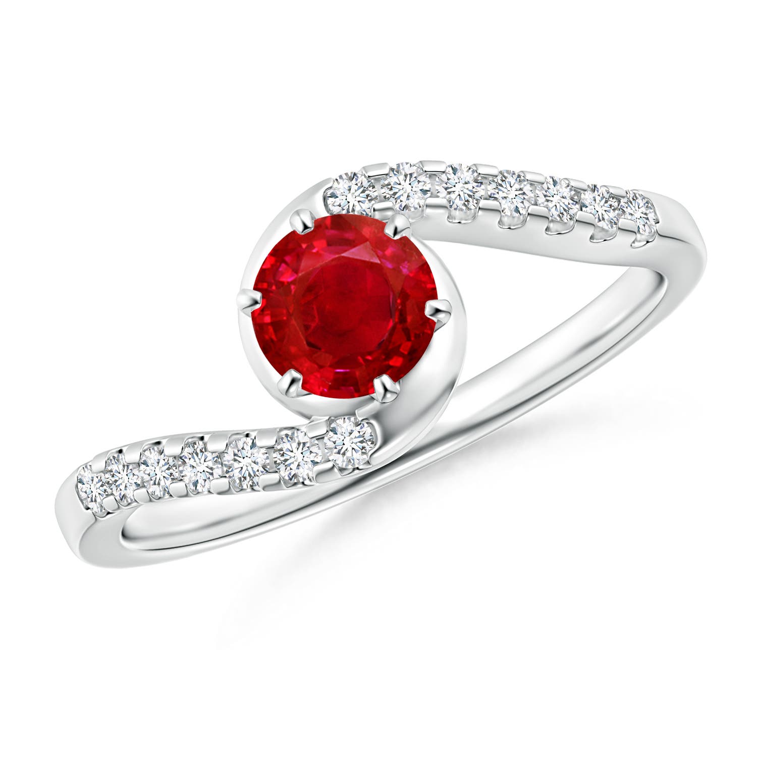 AAA - Ruby / 0.77 CT / 14 KT White Gold