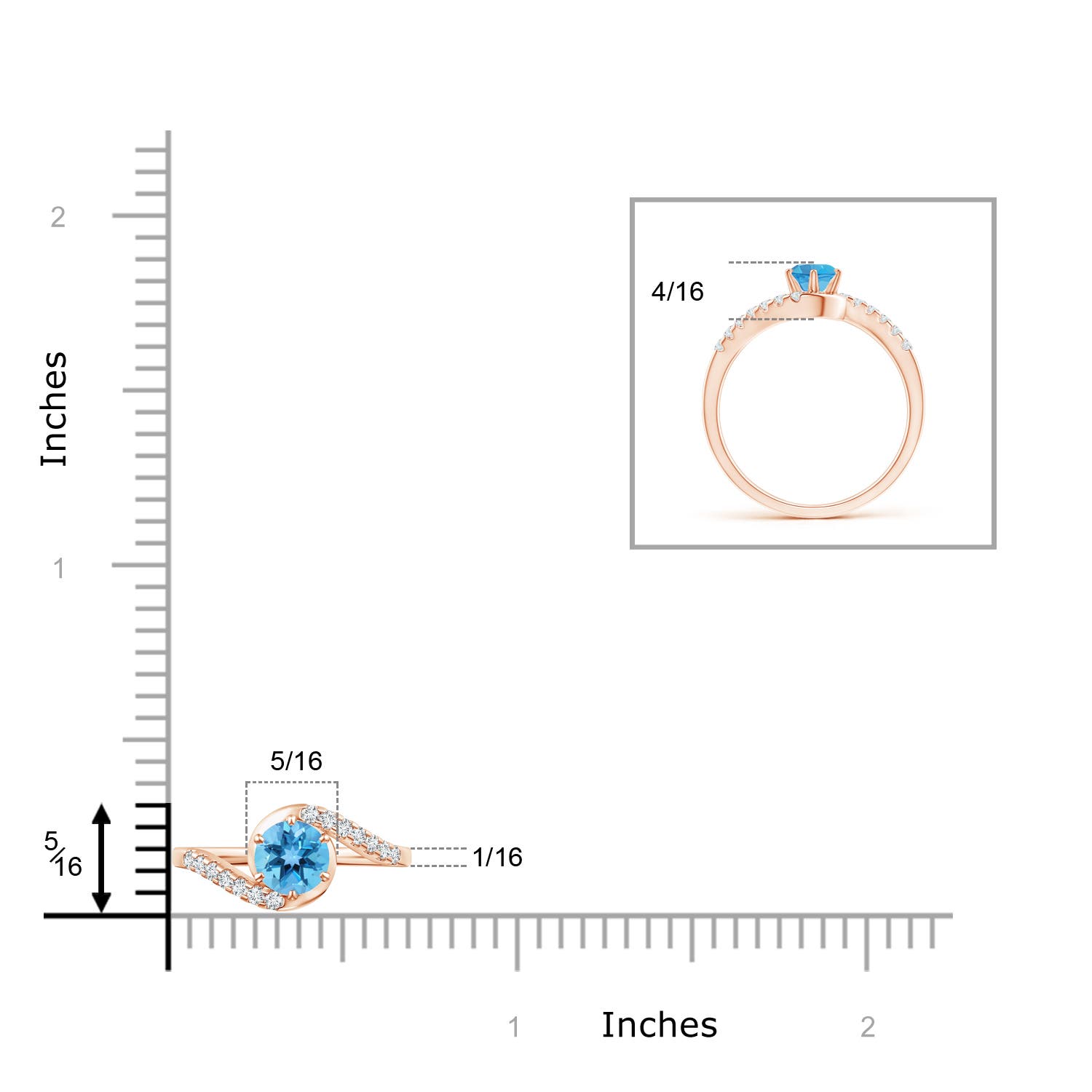 AA - Swiss Blue Topaz / 0.77 CT / 14 KT Rose Gold