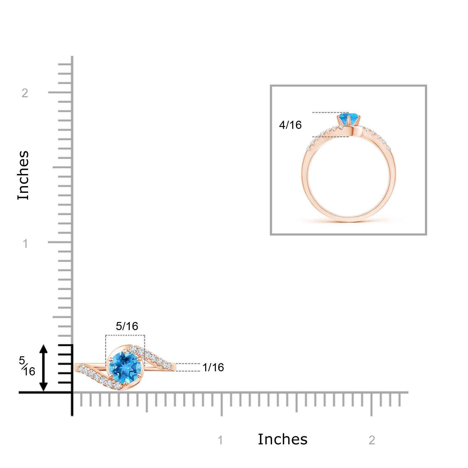 AAA - Swiss Blue Topaz / 0.77 CT / 14 KT Rose Gold