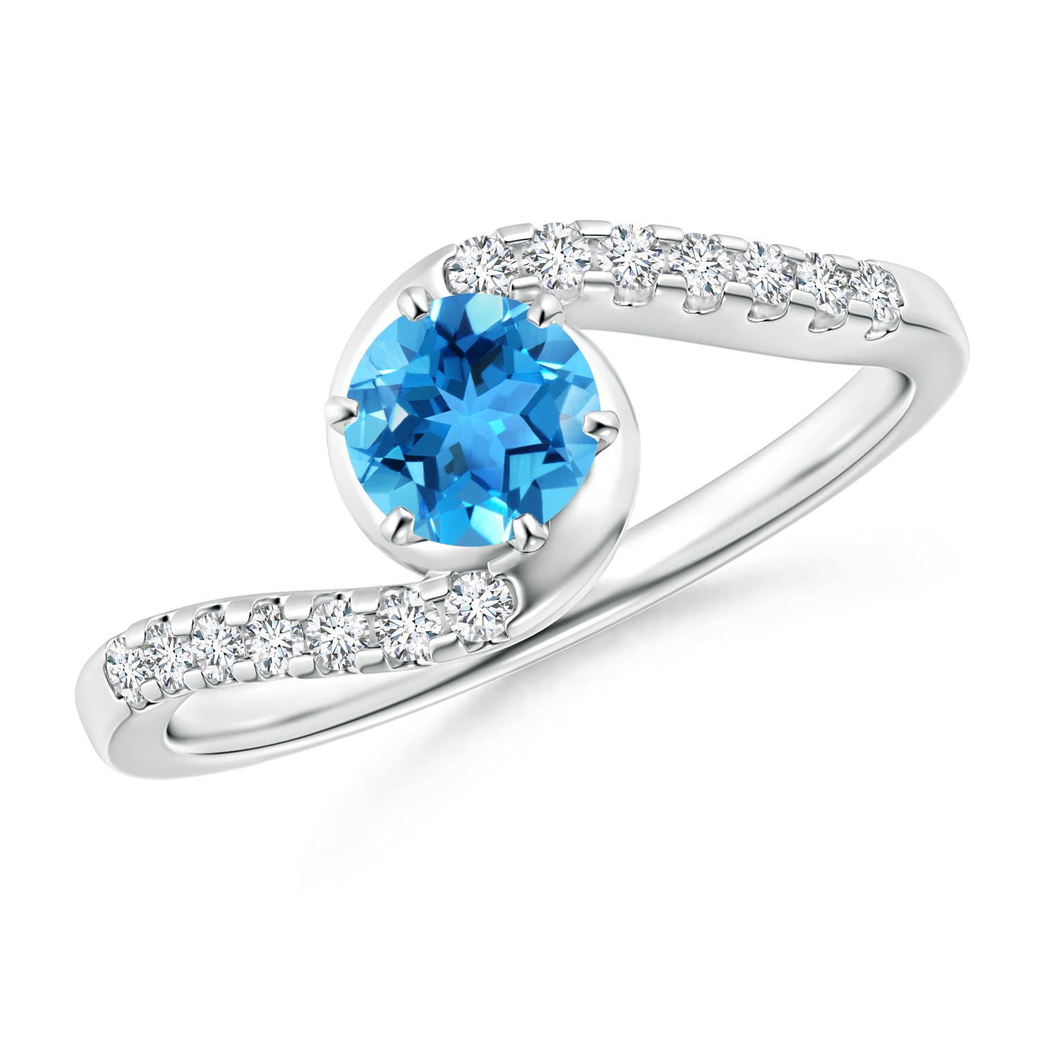 AAA - Swiss Blue Topaz / 0.77 CT / 14 KT White Gold