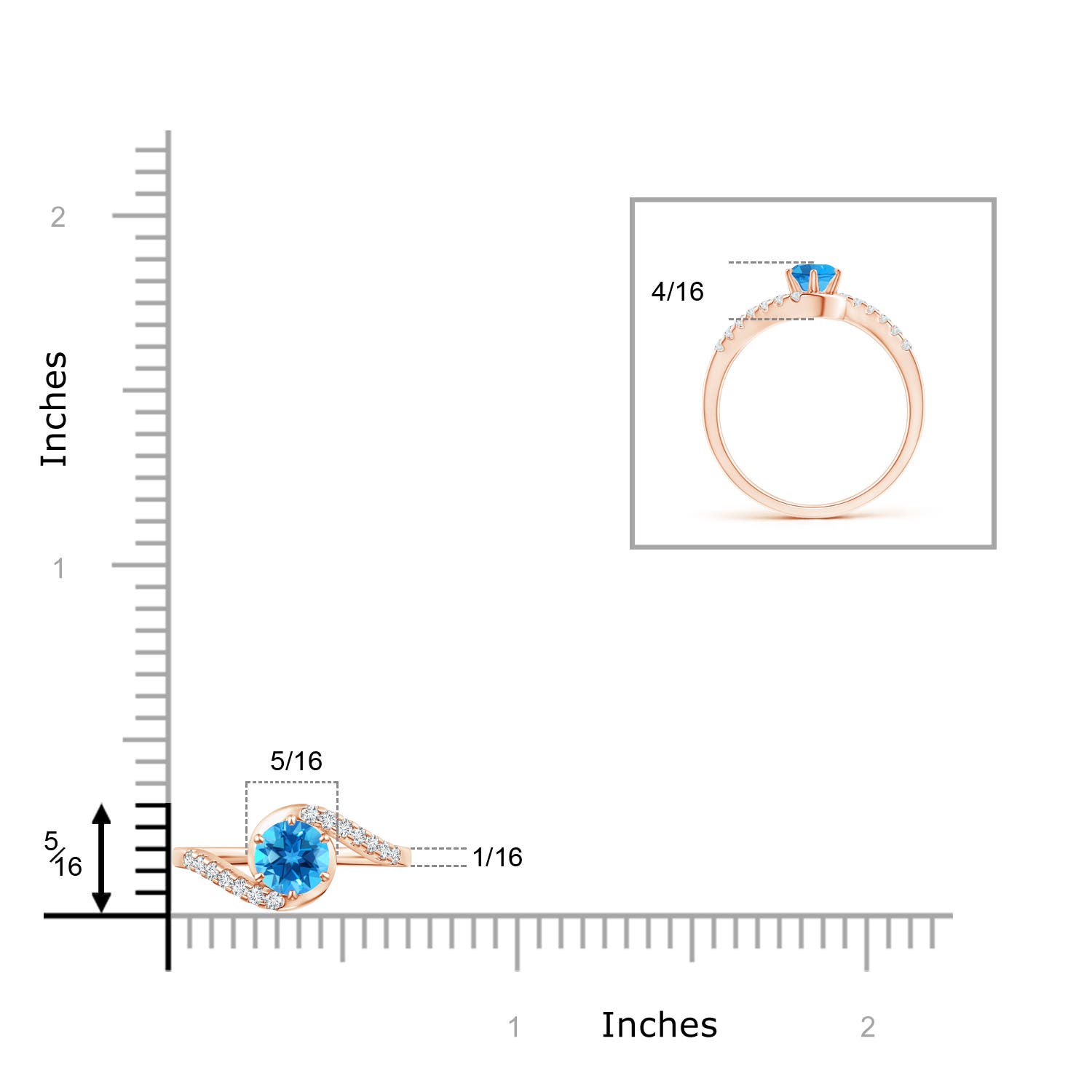 AAAA - Swiss Blue Topaz / 0.77 CT / 14 KT Rose Gold