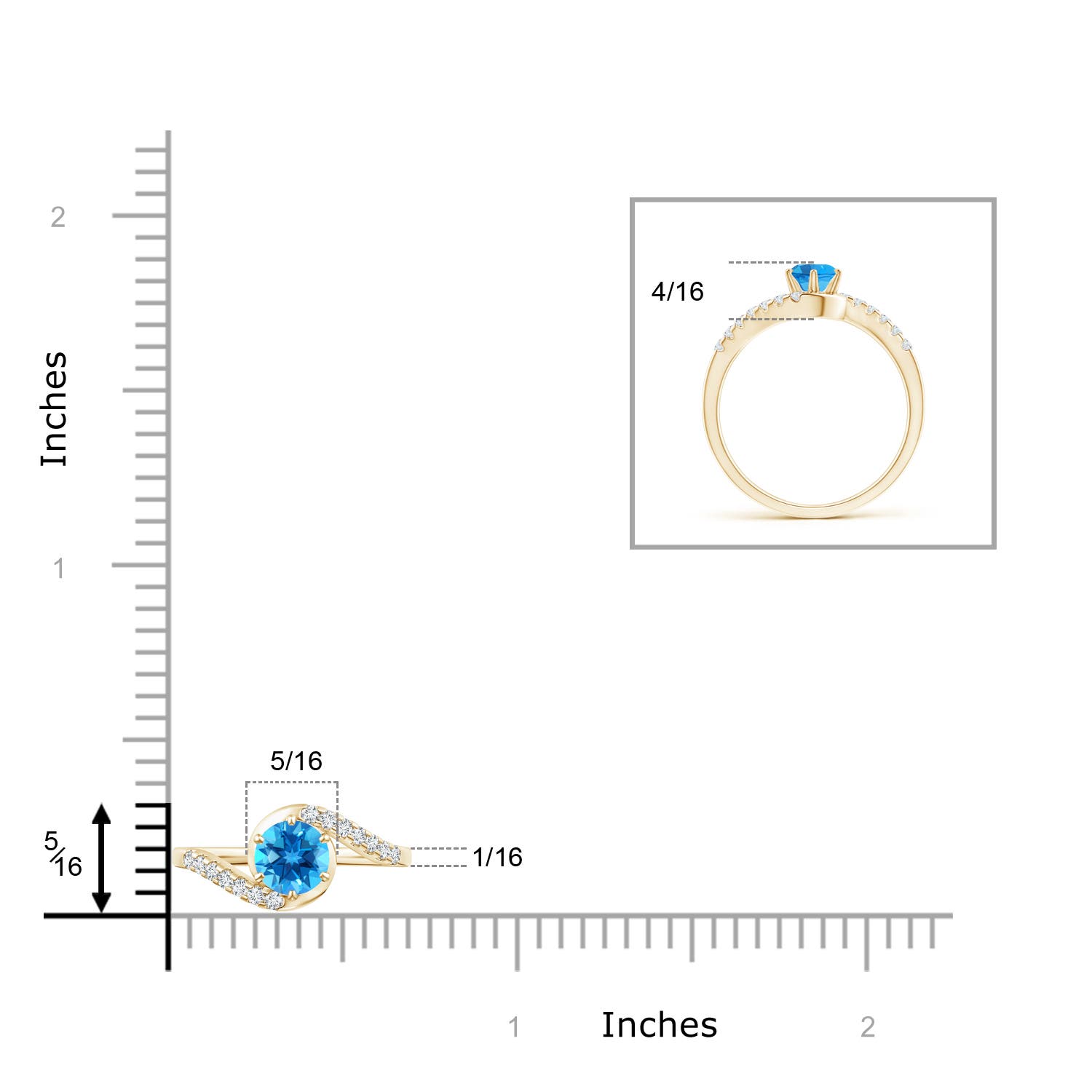 AAAA - Swiss Blue Topaz / 0.77 CT / 14 KT Yellow Gold