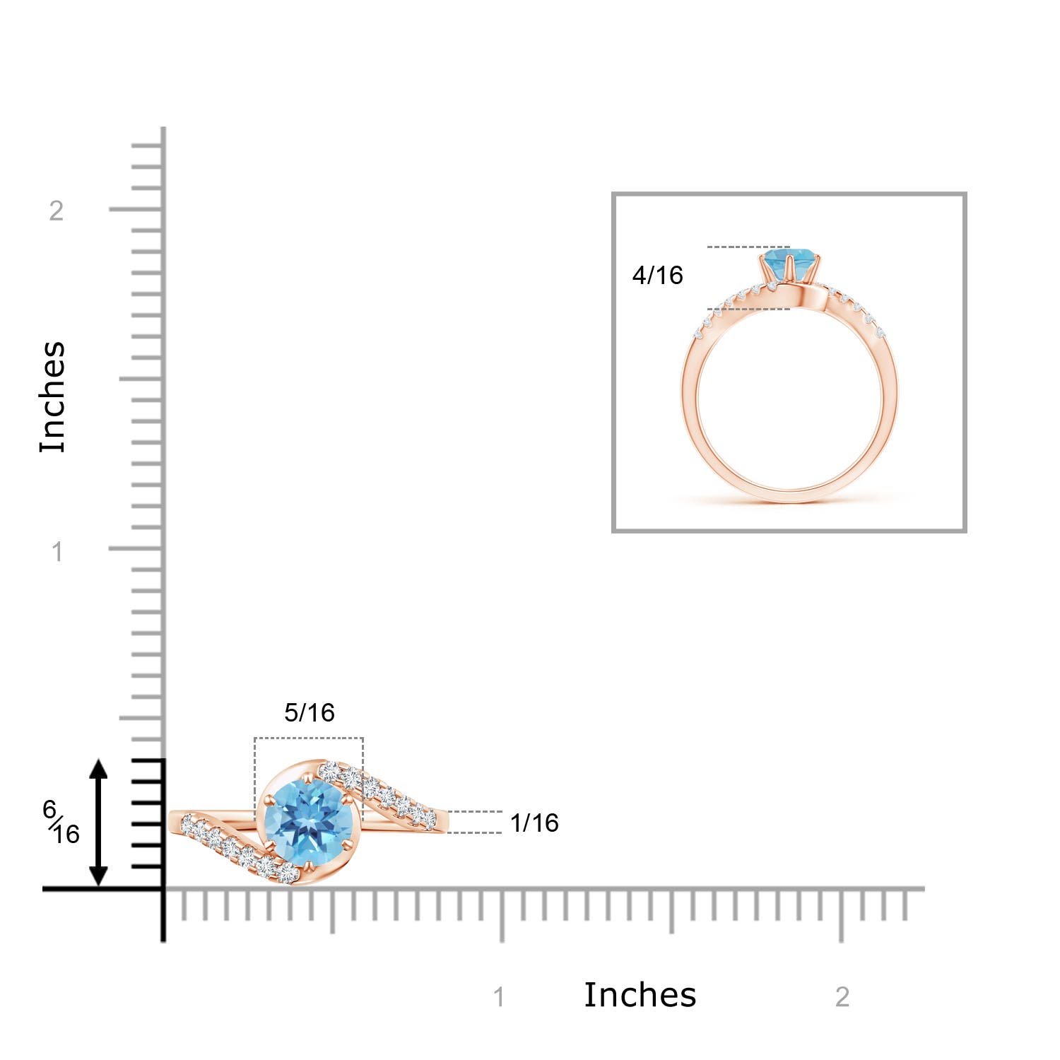 A - Swiss Blue Topaz / 1.15 CT / 14 KT Rose Gold