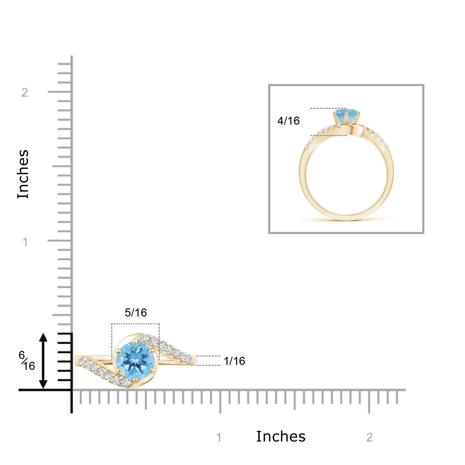 A - Swiss Blue Topaz / 1.15 CT / 14 KT Yellow Gold