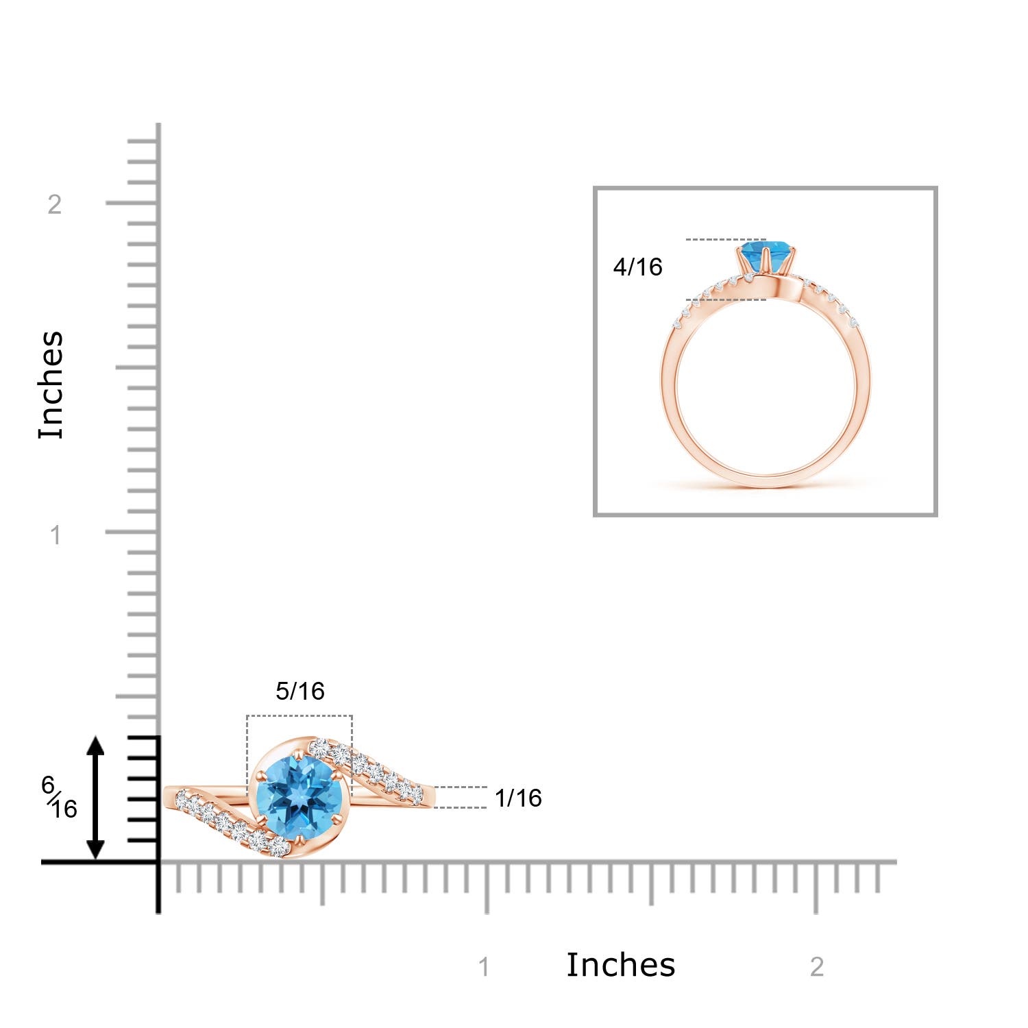 AA - Swiss Blue Topaz / 1.15 CT / 14 KT Rose Gold