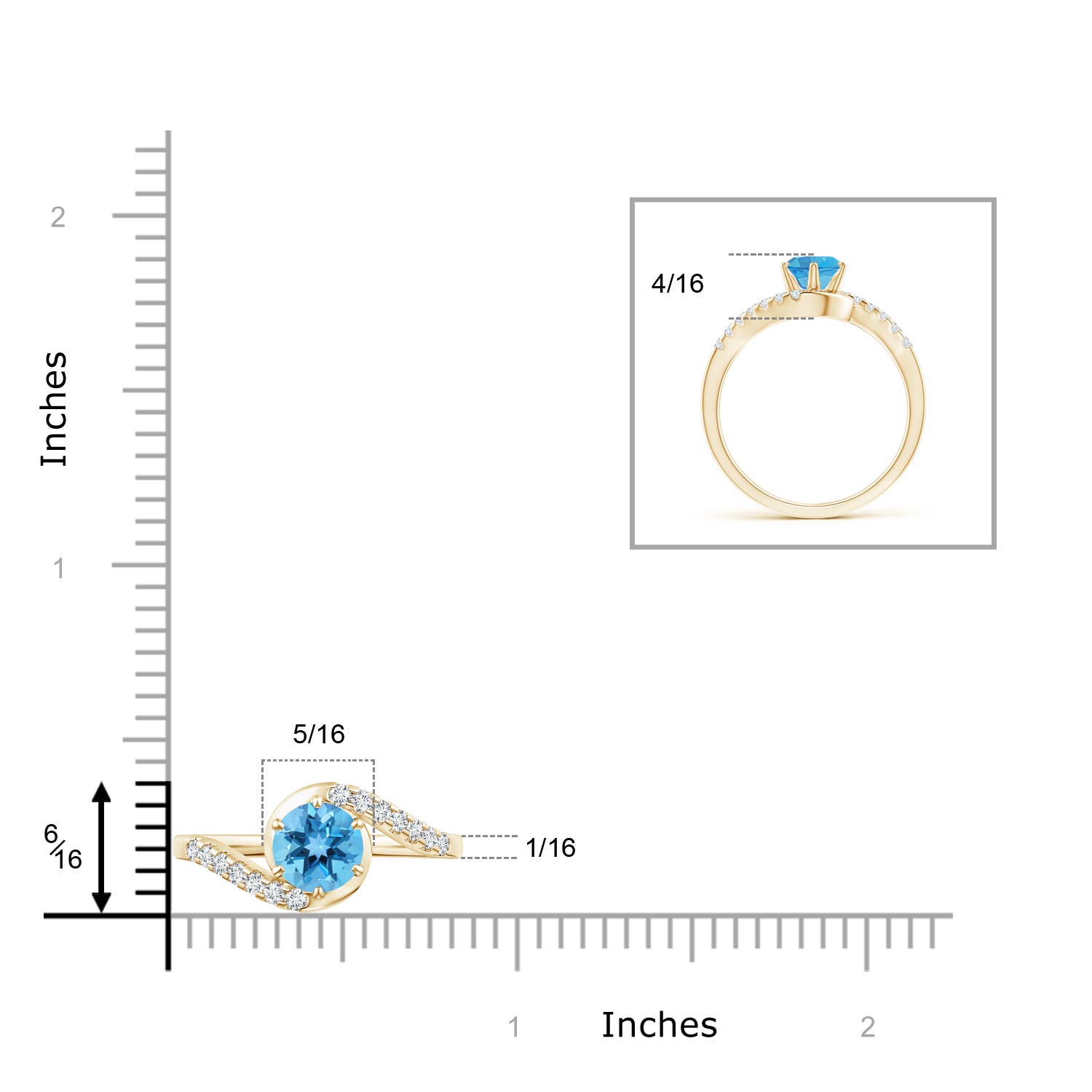 AA - Swiss Blue Topaz / 1.15 CT / 14 KT Yellow Gold