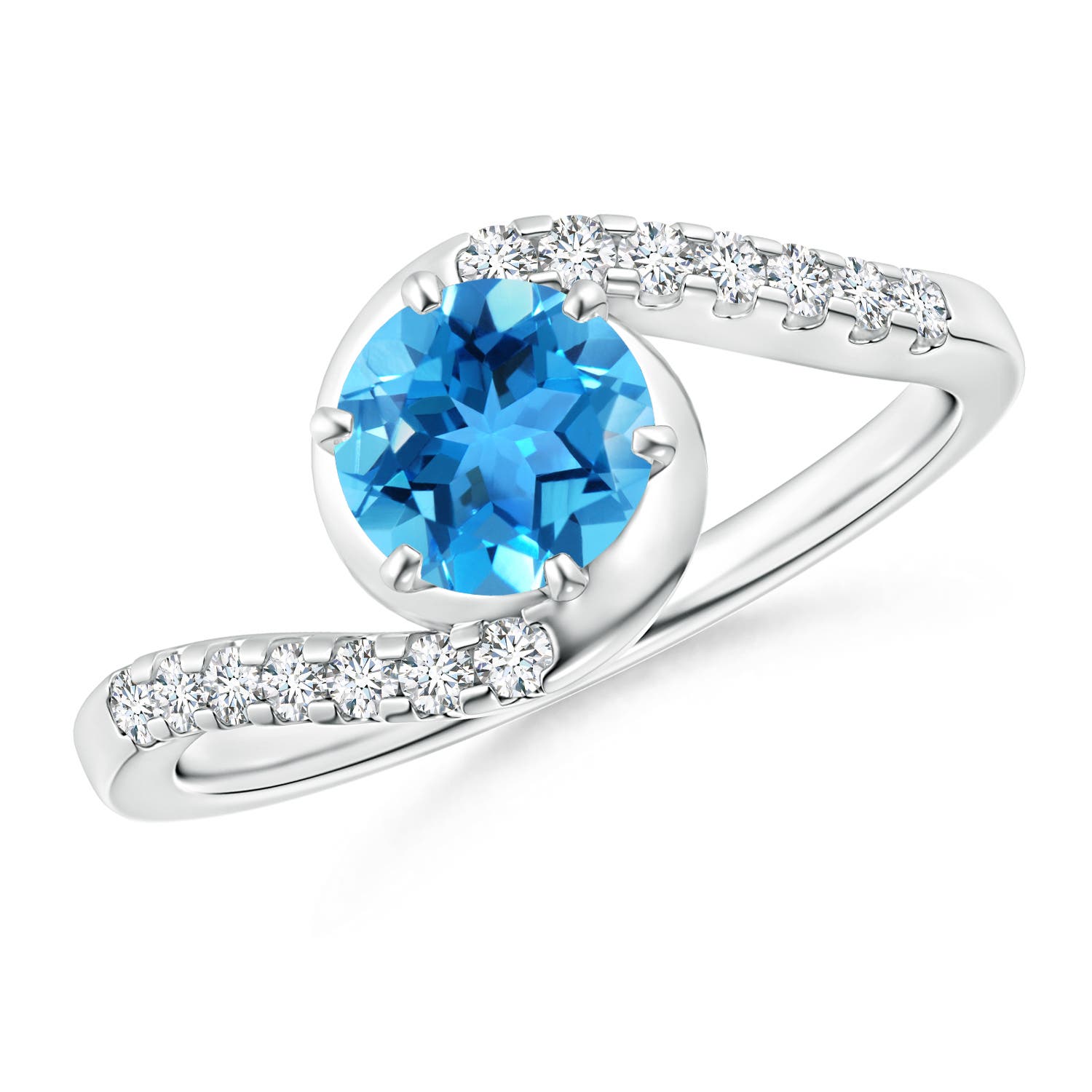 AAA - Swiss Blue Topaz / 1.15 CT / 14 KT White Gold