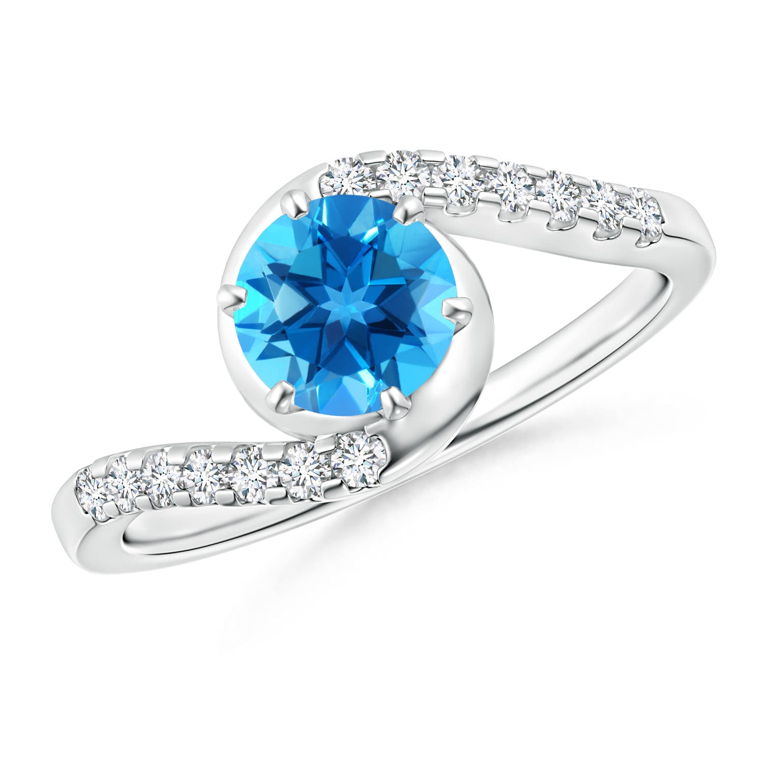 AAAA - Swiss Blue Topaz / 1.15 CT / 14 KT White Gold