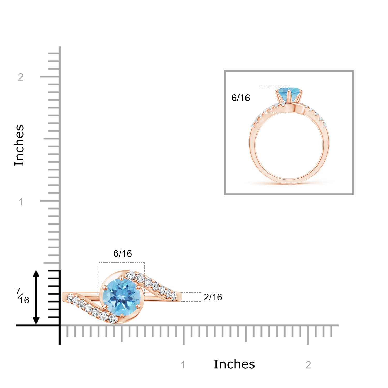 A - Swiss Blue Topaz / 1.9 CT / 14 KT Rose Gold