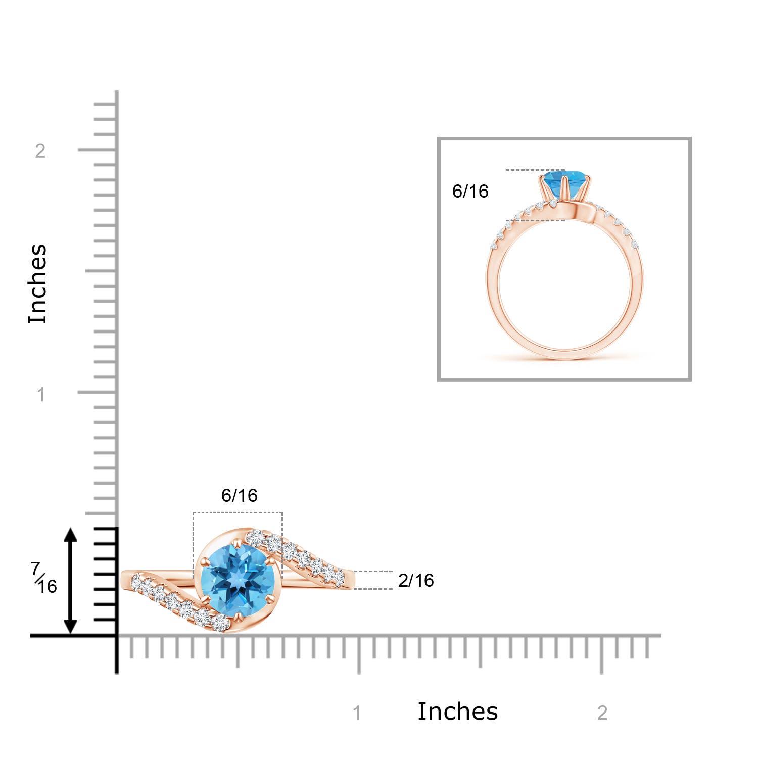 AA - Swiss Blue Topaz / 1.9 CT / 14 KT Rose Gold