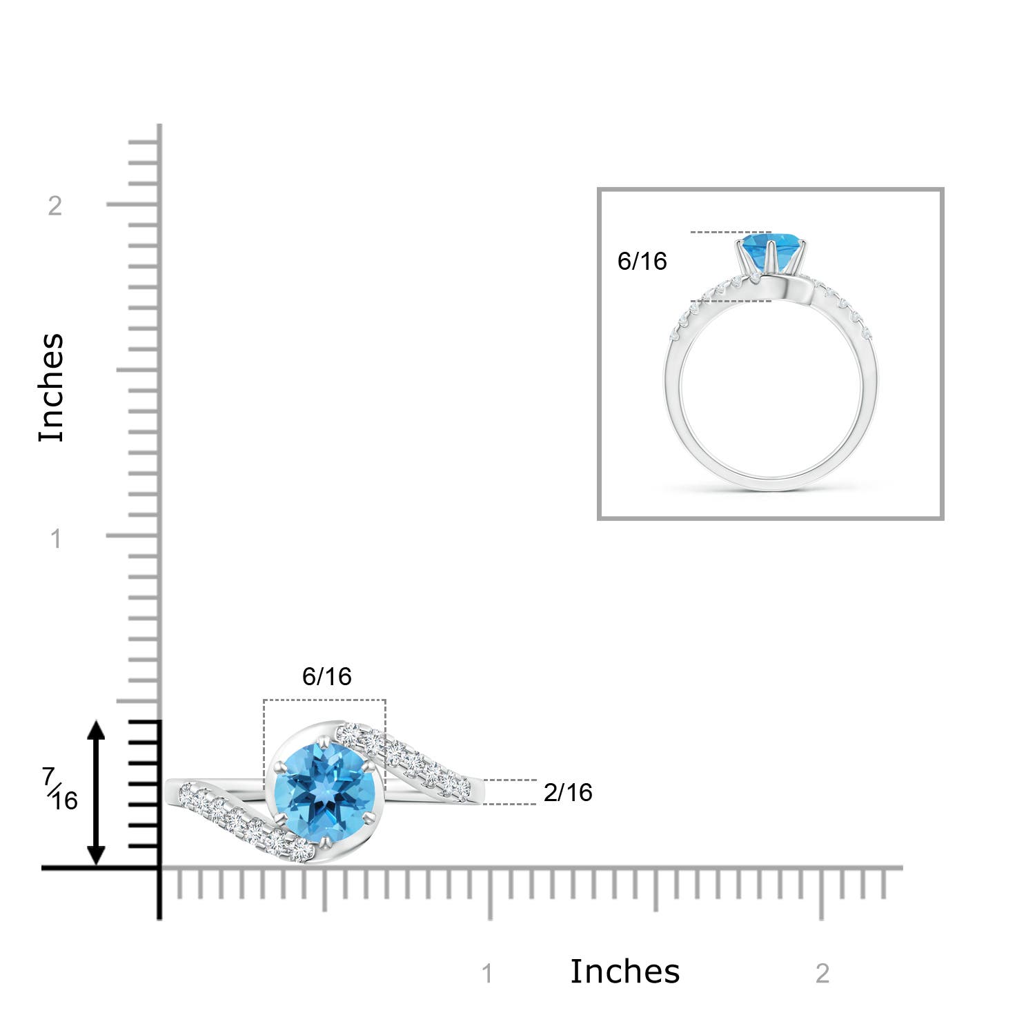 AA - Swiss Blue Topaz / 1.9 CT / 14 KT White Gold