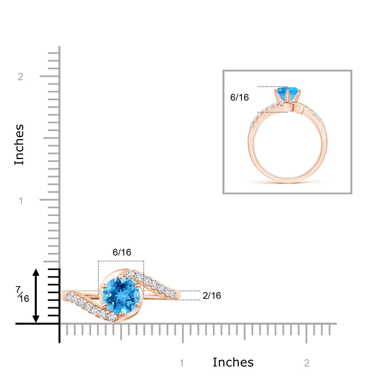 AAA - Swiss Blue Topaz / 1.9 CT / 14 KT Rose Gold