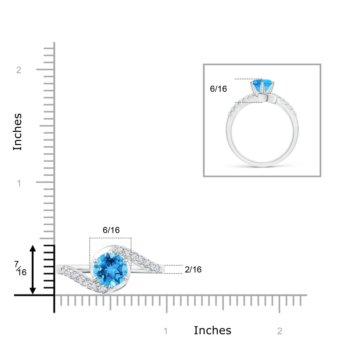 AAA - Swiss Blue Topaz / 1.9 CT / 14 KT White Gold