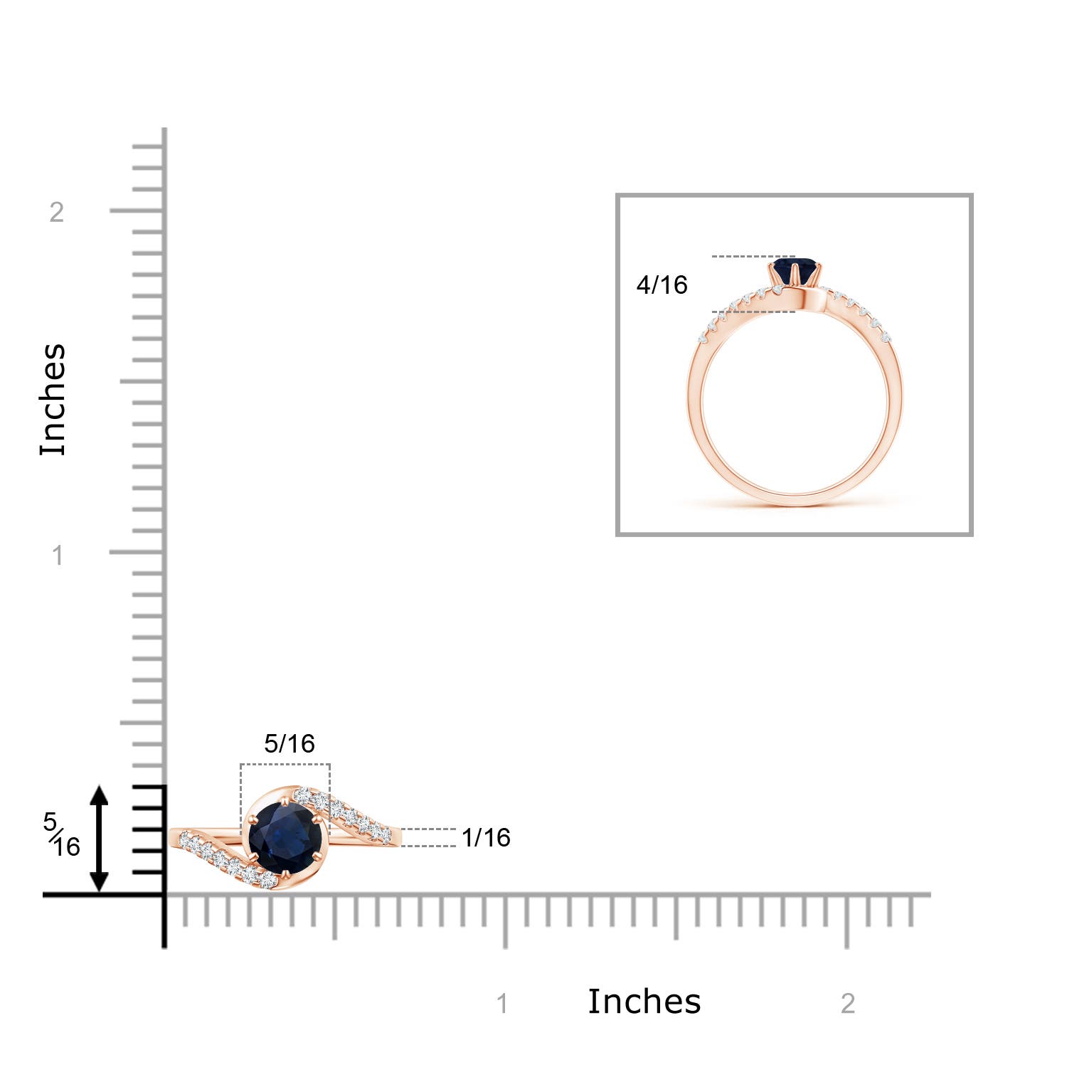 A - Blue Sapphire / 0.77 CT / 14 KT Rose Gold