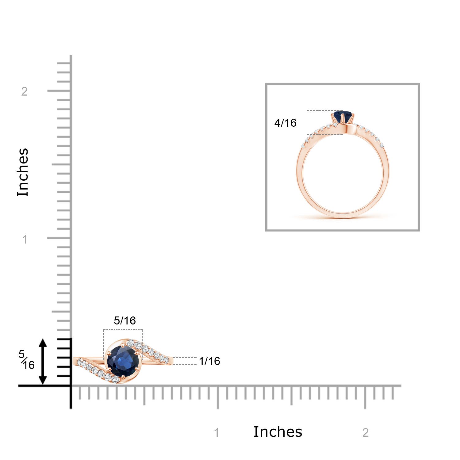 AA - Blue Sapphire / 0.77 CT / 14 KT Rose Gold