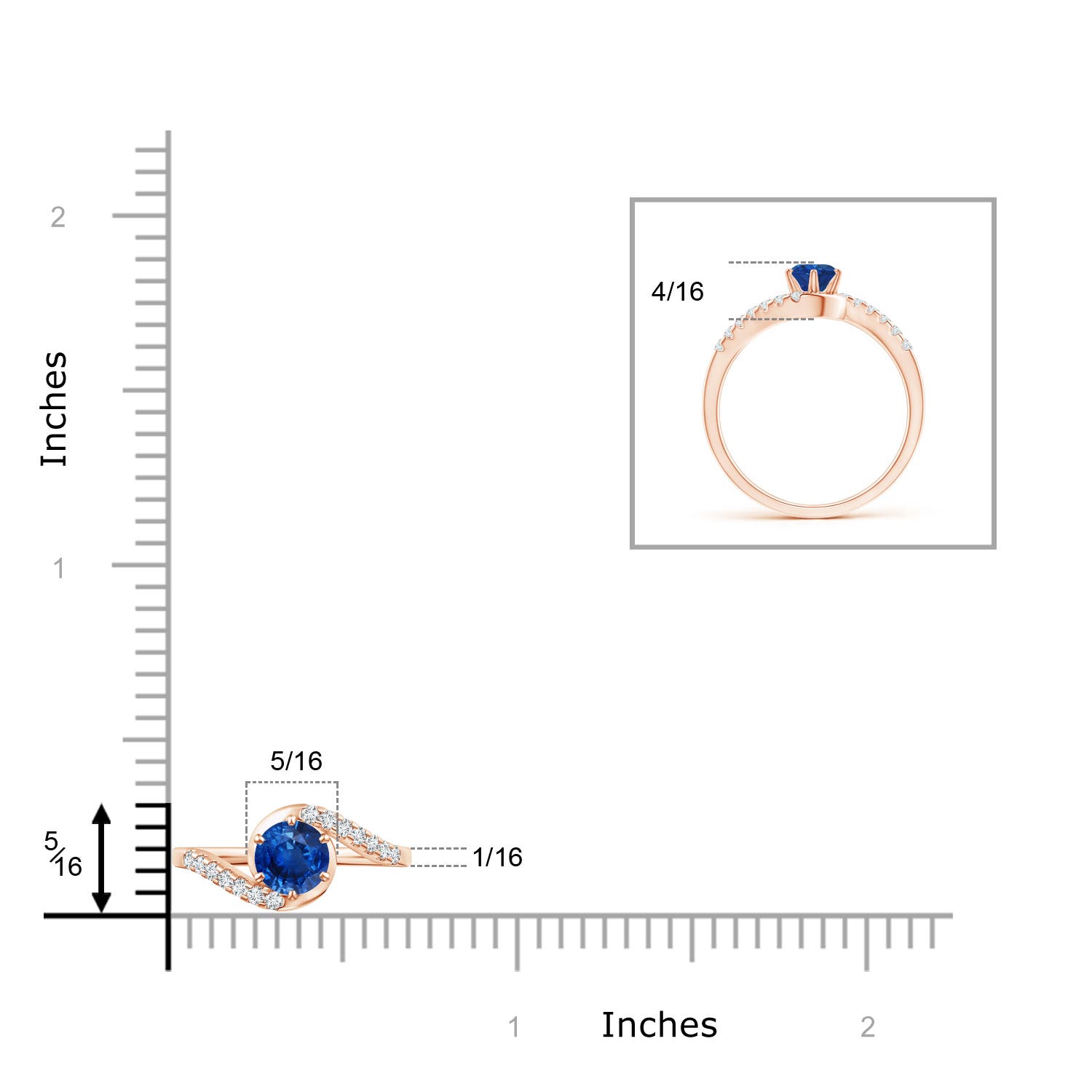 AAA - Blue Sapphire / 0.77 CT / 14 KT Rose Gold