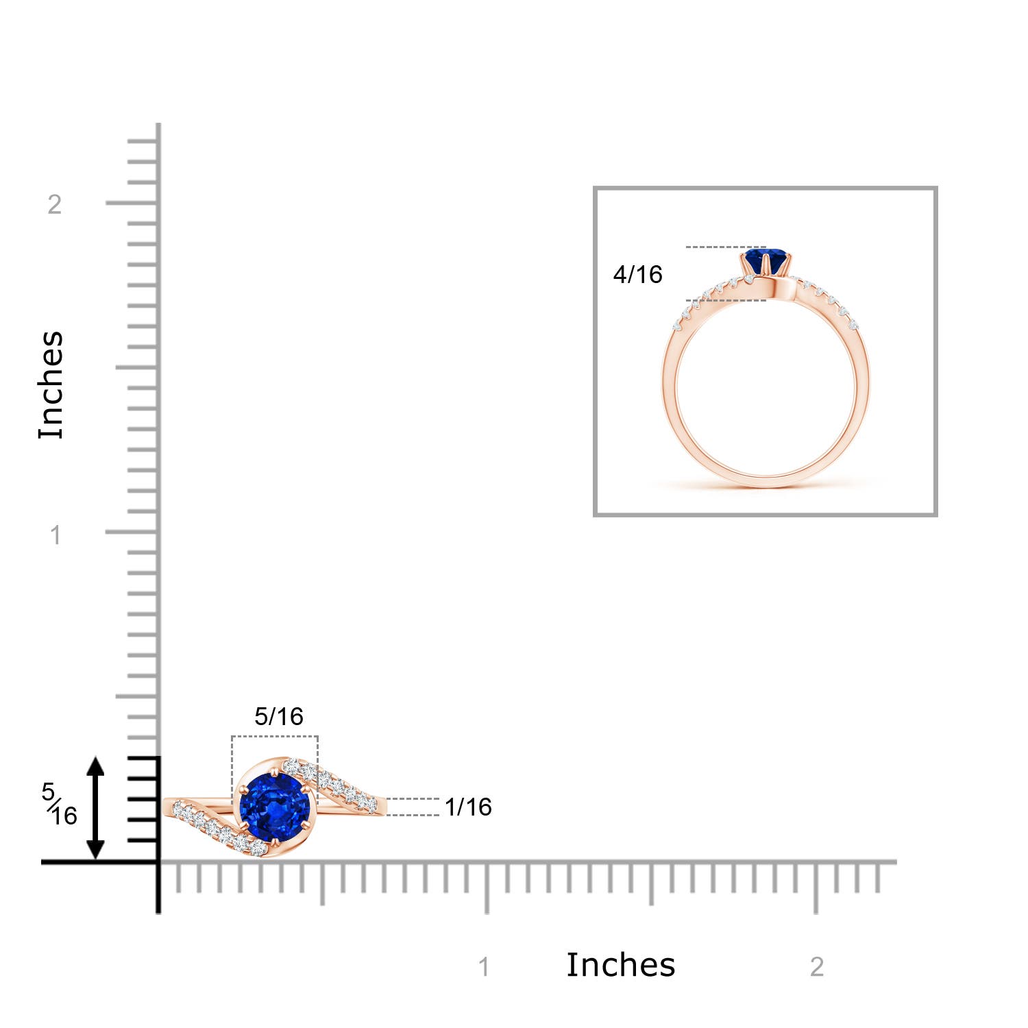 AAAA - Blue Sapphire / 0.77 CT / 14 KT Rose Gold