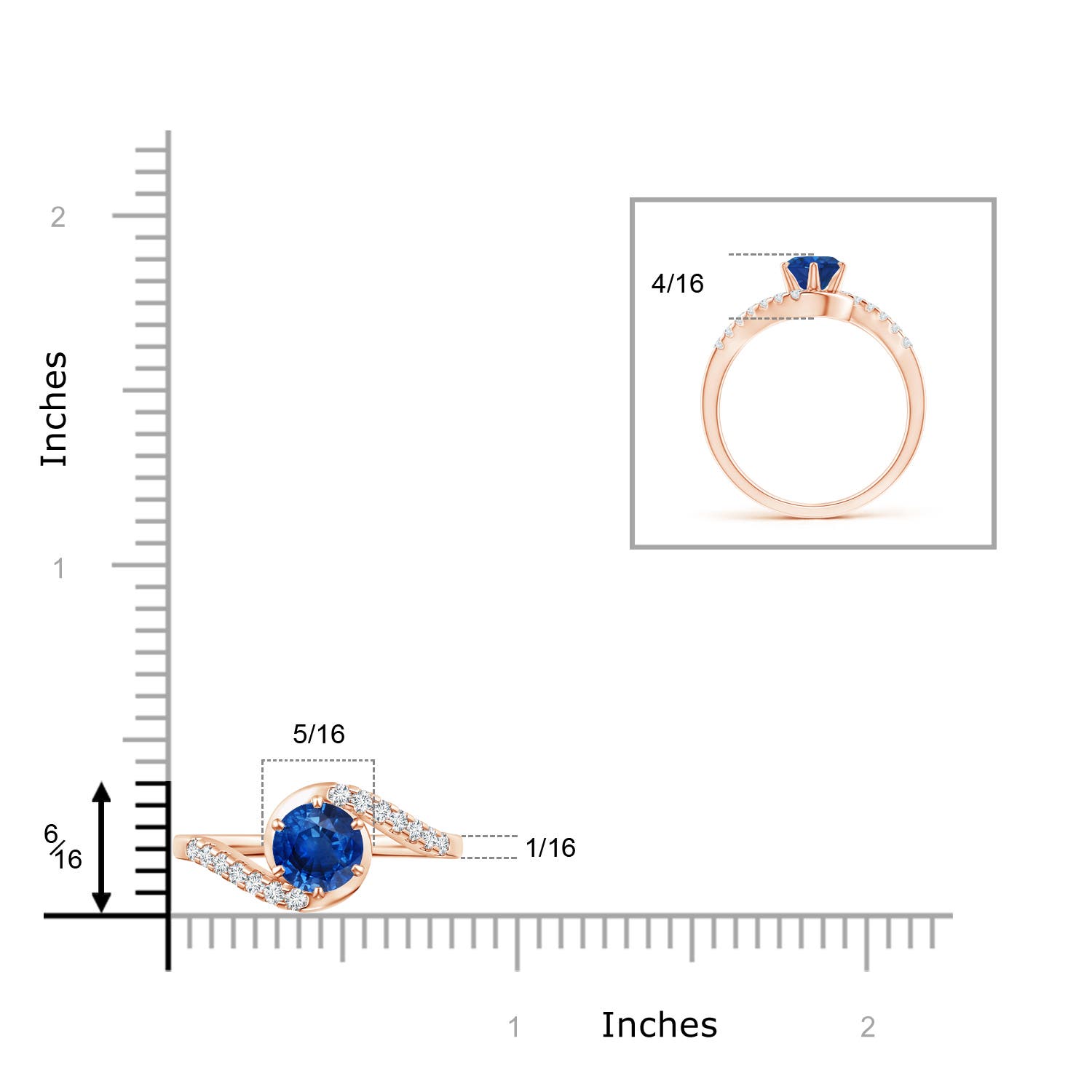 AAA - Blue Sapphire / 1.2 CT / 14 KT Rose Gold