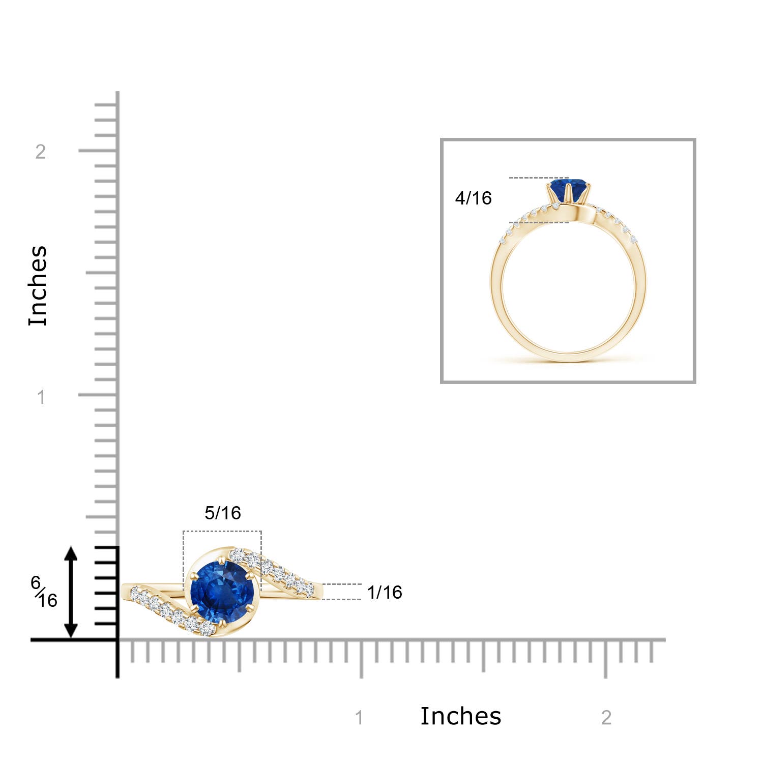 AAA - Blue Sapphire / 1.2 CT / 14 KT Yellow Gold