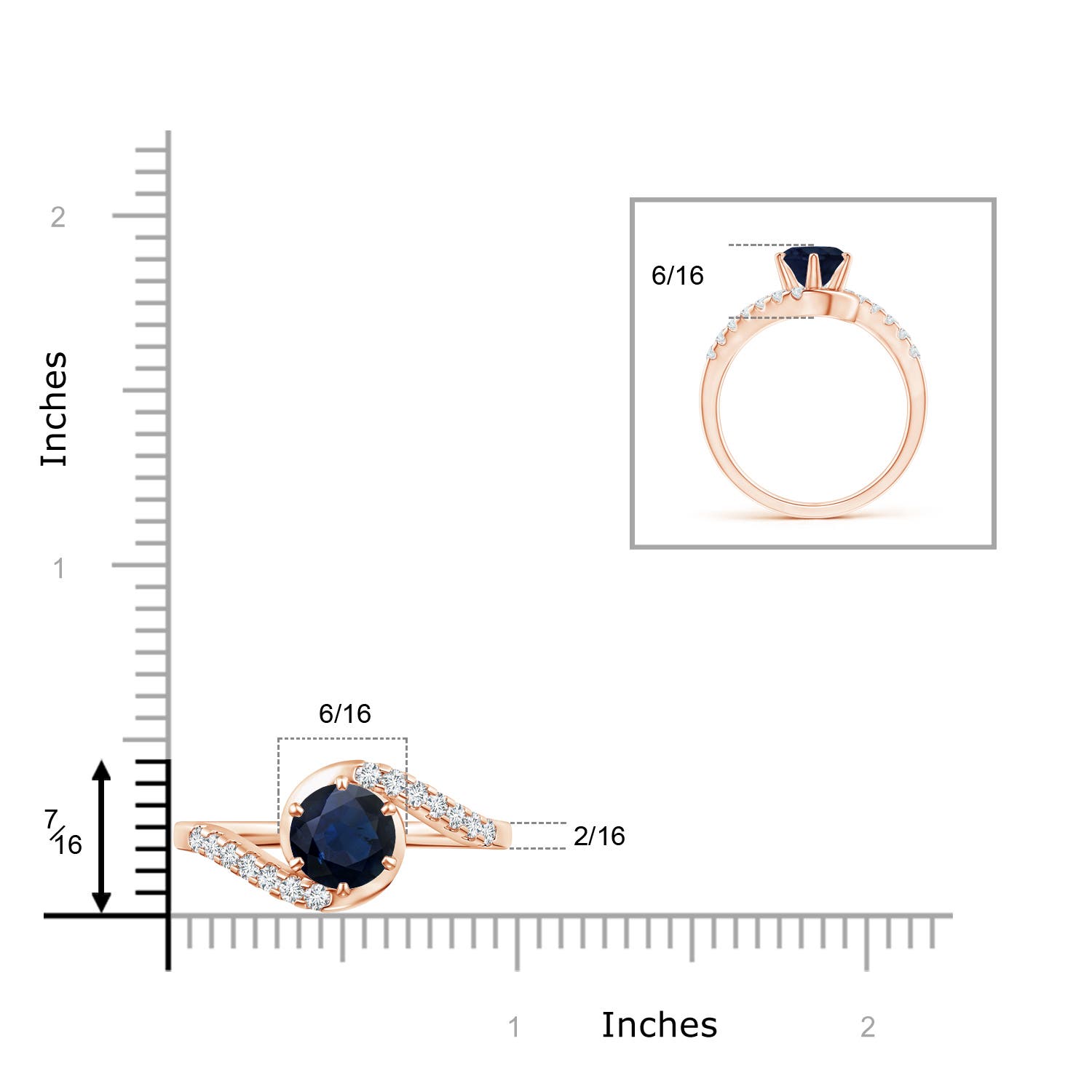 A - Blue Sapphire / 1.95 CT / 14 KT Rose Gold