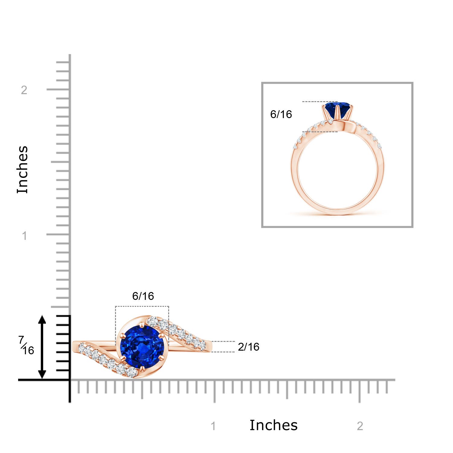 AAAA - Blue Sapphire / 1.95 CT / 14 KT Rose Gold