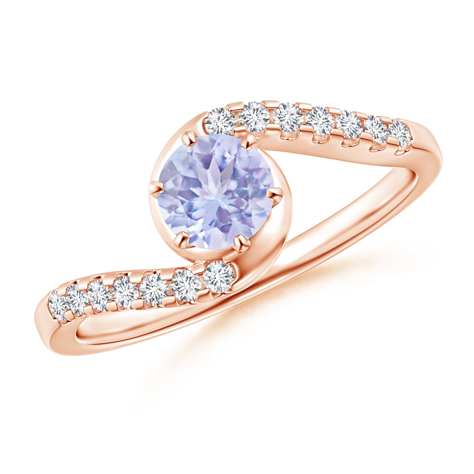 5mm A Prong-Set Tanzanite Bypass Ring with Diamond Accents in Rose Gold 