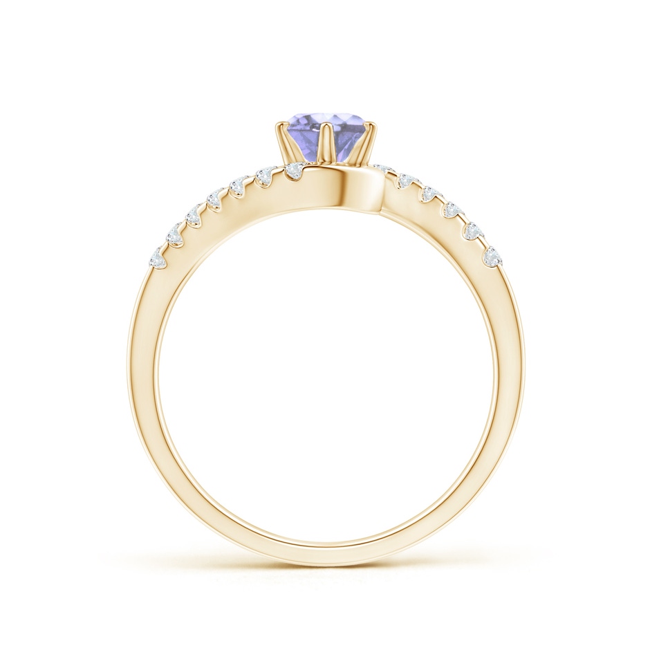 5mm A Prong-Set Tanzanite Bypass Ring with Diamond Accents in Yellow Gold side-1
