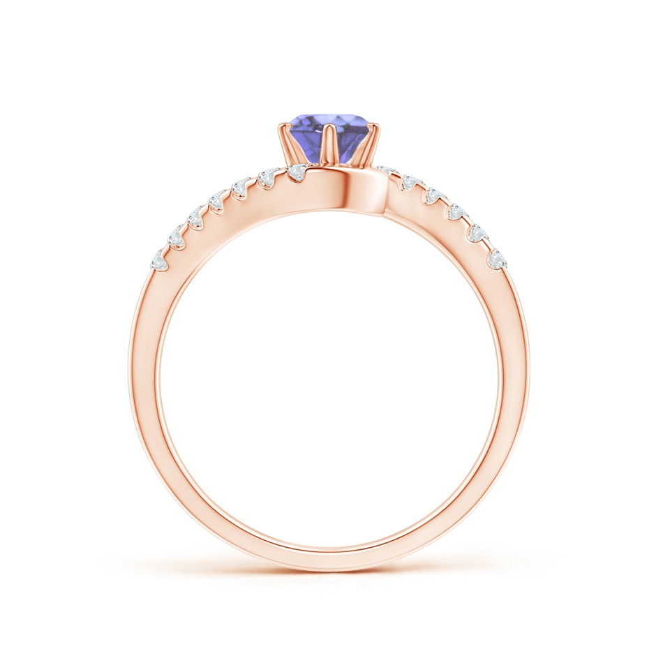 5mm AA Prong-Set Tanzanite Bypass Ring with Diamond Accents in Rose Gold side-1