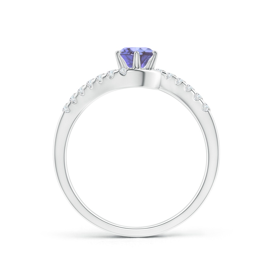 5mm AA Prong-Set Tanzanite Bypass Ring with Diamond Accents in White Gold side-1