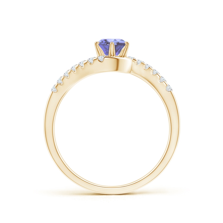 5mm AA Prong-Set Tanzanite Bypass Ring with Diamond Accents in Yellow Gold side-1